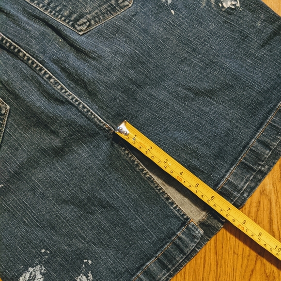 Old Navy Paint Distressed Denim Skirt, sz 12 Knee Length Paint Splattered - Picture 9 of 10